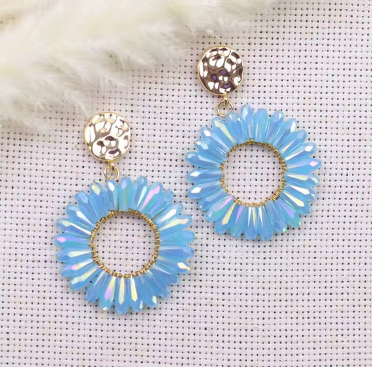Classic Water Blue Beads Drop Earrings