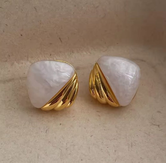 Elegant Temperament Splicing White Earrings