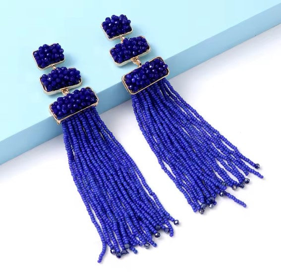 Vintage Bohemian Beaded Tassel Earrings