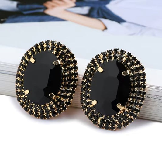 Vintage Black Charm Sparkly Crystal  Earrings