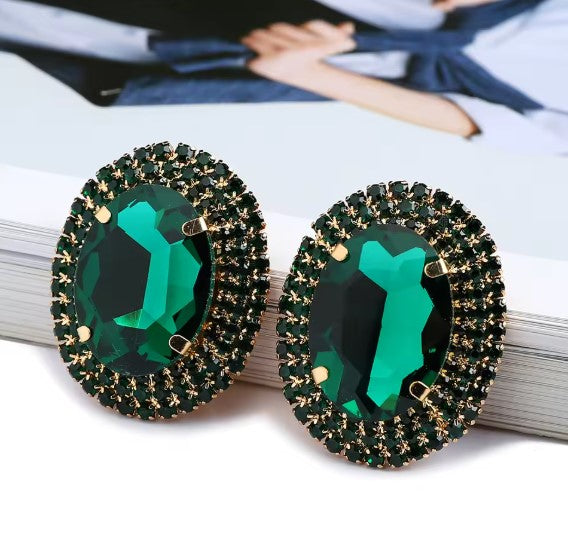 Vintage Green Charm Crystal Earrings