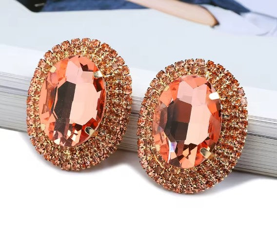 Vintage Charm Peach Crystal Earrings