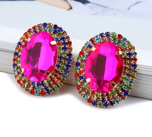 Vintage Charm Colorful Crystal Earrings