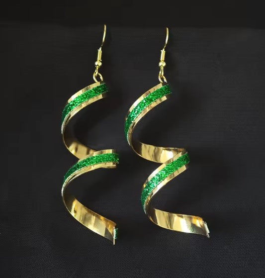 Twist Green Drop Earrings