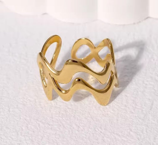 Vintage Gold Wave Adjustable Rings