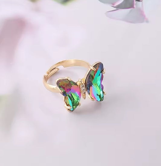 Vintage Colorful Butterfly Ring