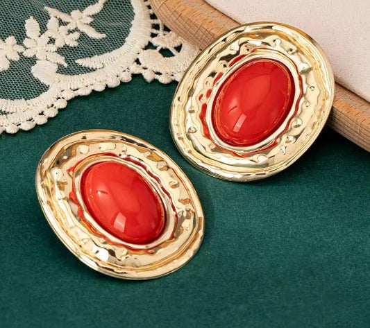 Vintage Red Stud Earrings