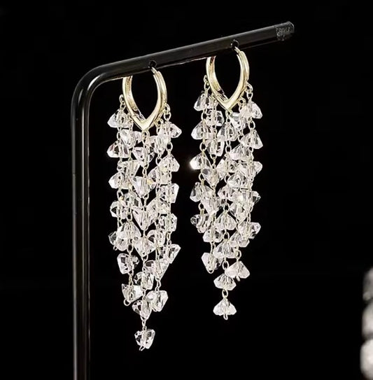 Exquisite White Rhinestone Dangle Earrings