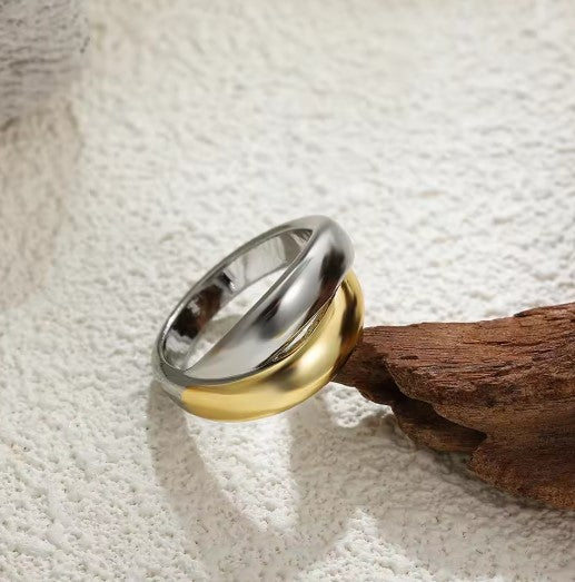 Vintage Gold Silver Double Circle Ring