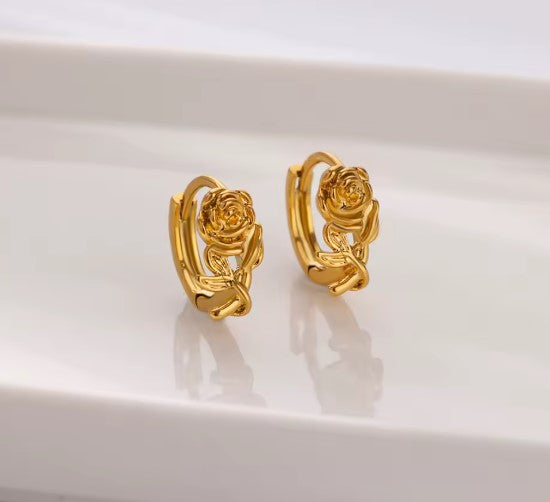 Classic Rose Flower Stud Earrings