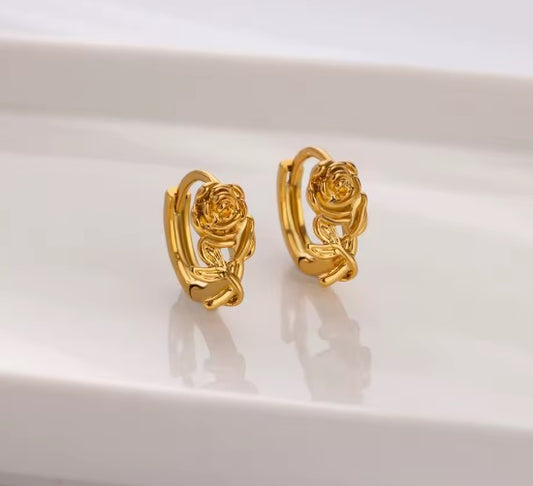 Classic Rose Flower Stud Earrings