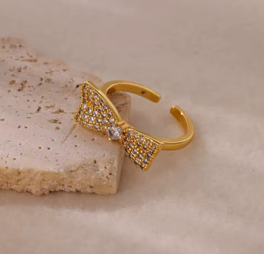 Vintage Zircon Butterfly Adjustable Ring