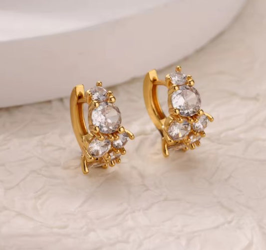 Vintage Zircon Round Crystal Earrings