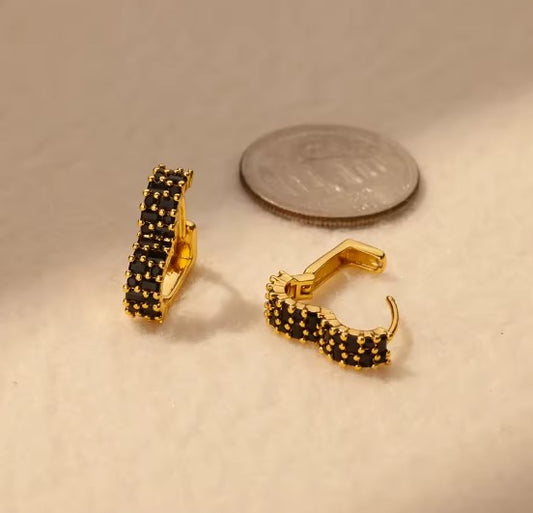 Vintage Black Zircon Earrings