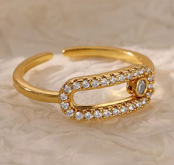 Vintage Zircon Gold Adjustable Ring