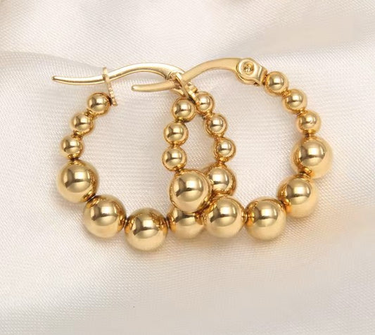 Classic Hoop Ball Beads Earrings