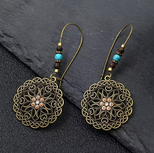 Vintage Flower Hollow Round Boho Earings