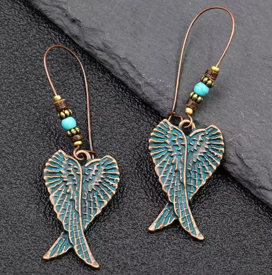 Vintage Leaf Wing Flower Boho Earings