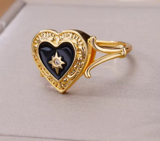 Vintage Heart Adjustable Gold Ring