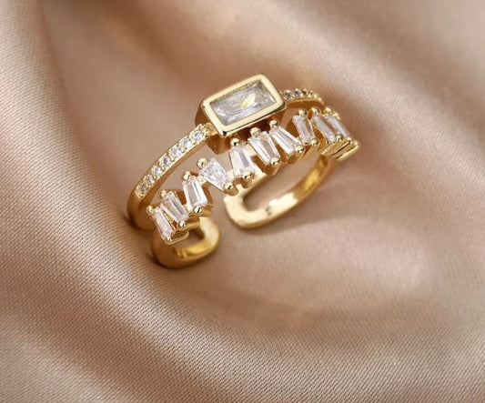 Crystal White Zircon Adjustable Ring