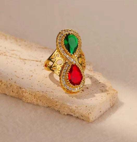 Exquisite Boho Zircon Colorful Drop Ring