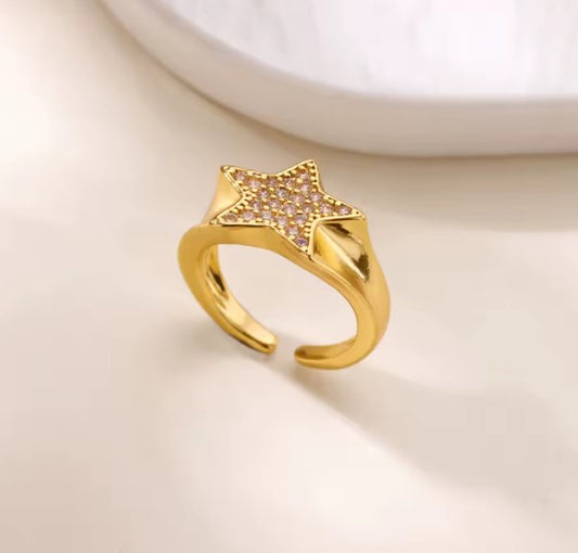 Trendy Star Zircon Gold Ring