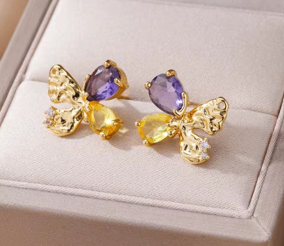Classic Zircon Butterfly Earrings