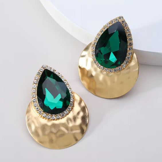 Elegant Shiny Big Green Dangle Drop Earrings