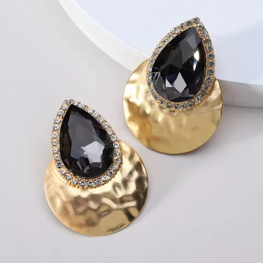 Elegant Shiny Black Dangle Drop Earrings