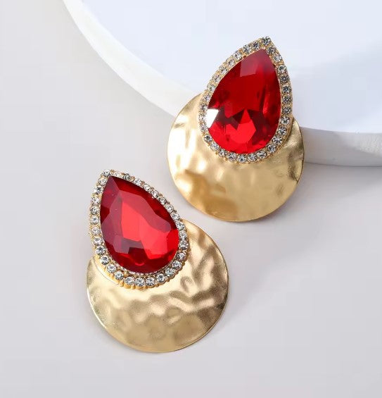 Shiny Red Big Dangle Drop Earrings