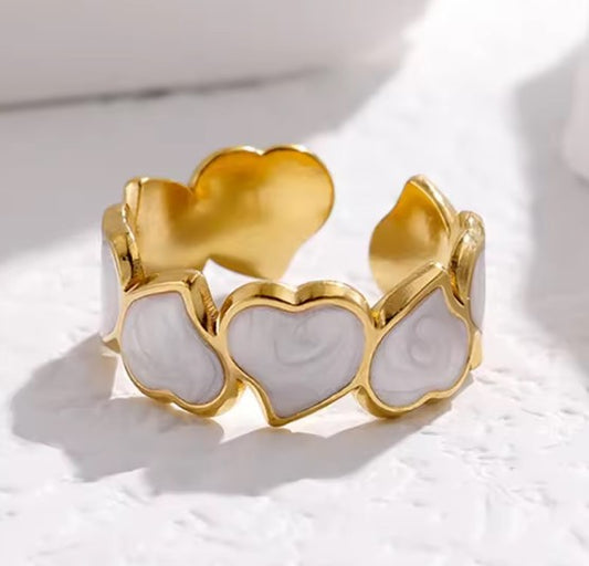 Vintage White Heart Gold Ring