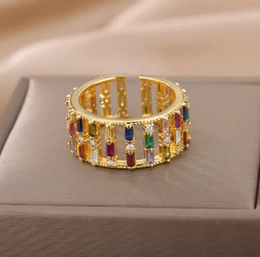 Luxury Colorful Zircon Gold Ring