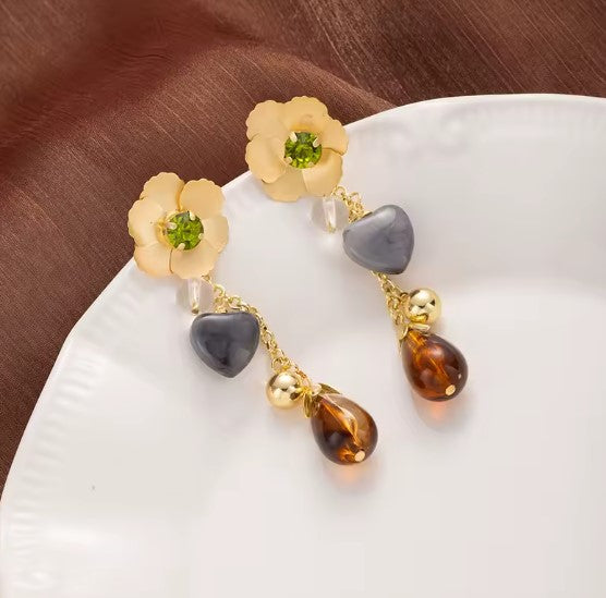 Vintage Flower Love Long Tassel Earrings