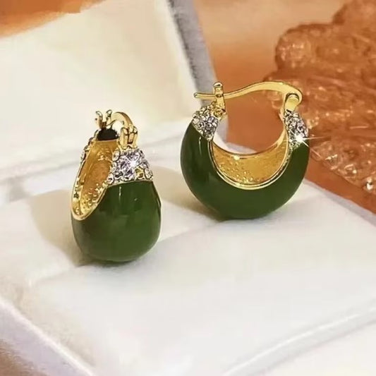 Vintage Crystal Green Stone Earrings