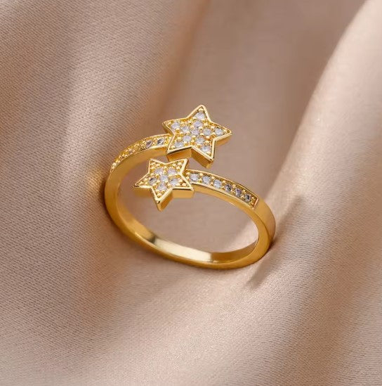 Classic Star Zircon Adjustable Gold Ring