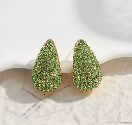 Classic Green Rhinestone Drop Earrings
