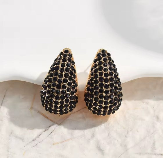 Classic Black Rhinestone Earrings