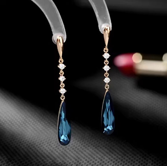 Long Summer Blue  Stone Fashion Earrings