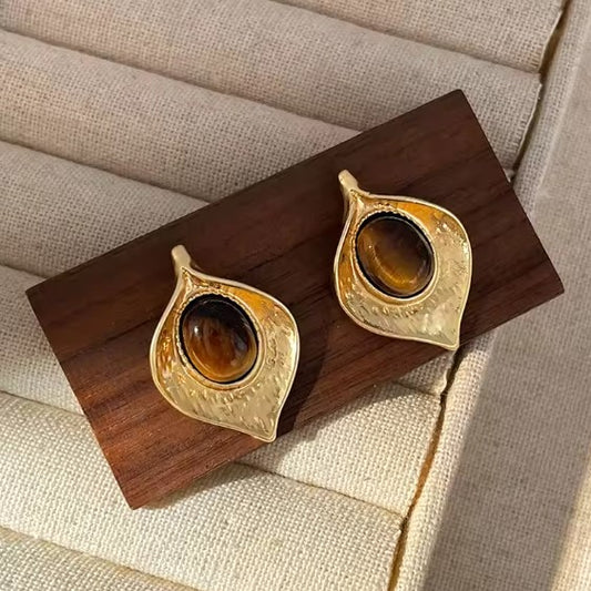 Vintage Leaf Stone Exquisite Earrings