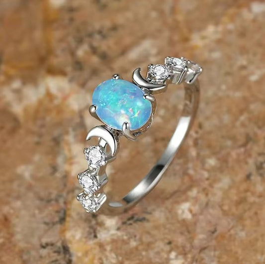 Classic Chic Blue Moonstone Silver Ring