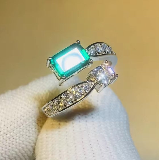 Brilliant Green Zirconia Adjustable Ring