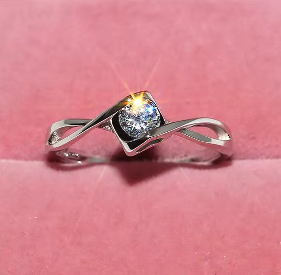 Bright Zirconia Eternity Silver Ring