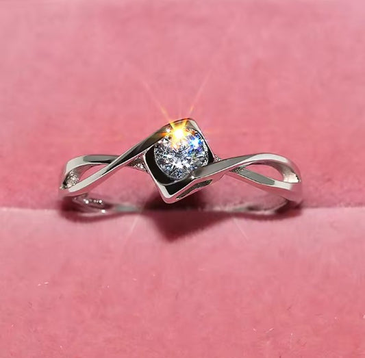 Bright Zirconia Eternity Silver Ring