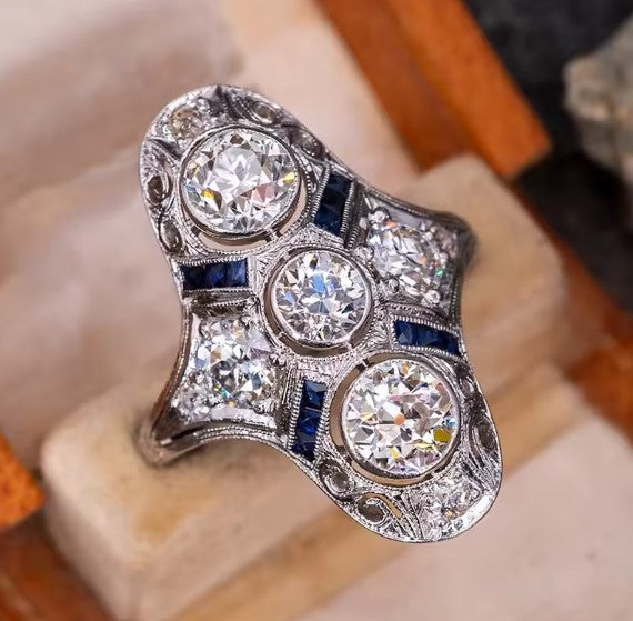 Vintage Zirconia Wide Hollow Ring