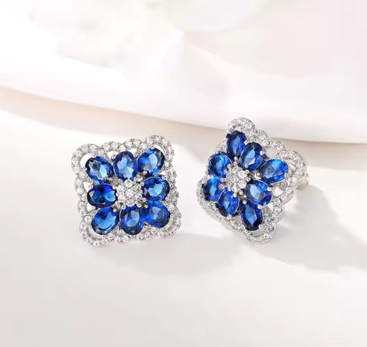 Elegant Blue Zirconia Stud Earrings