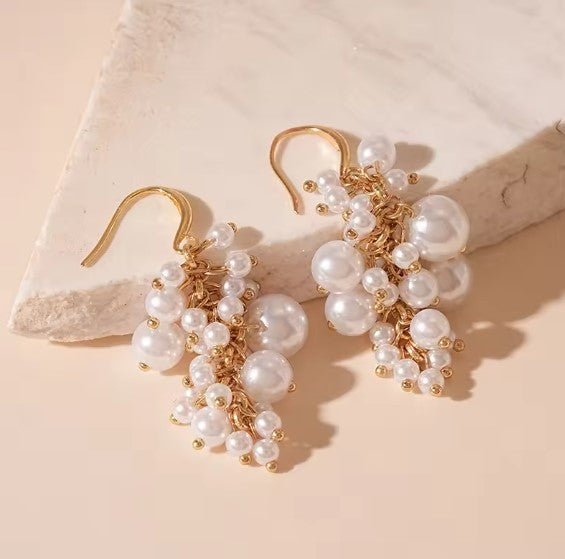 Elegant Pearl Tassels Hook Earrings