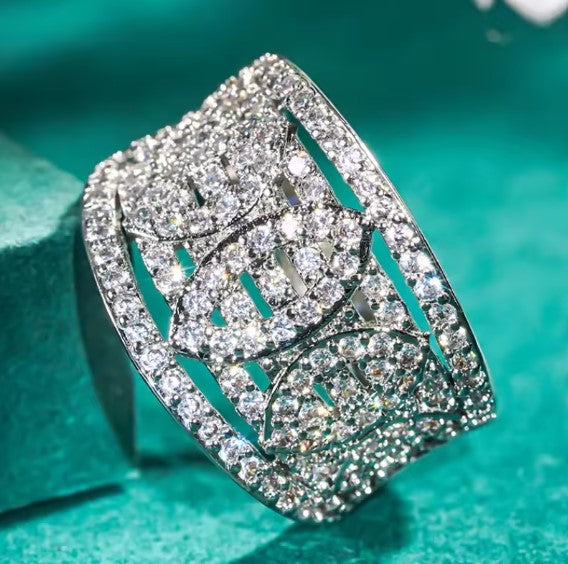 Elegant Crystal Wide Eternal Ring