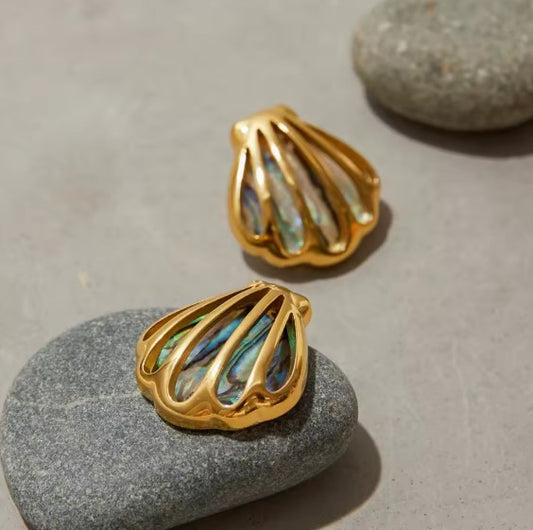 Classic Ocean Shell Gold Earrings