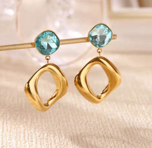 Classic Light Blue Zirconia Earrings