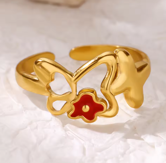 Classic Butterfly Adjustable Gold Ring